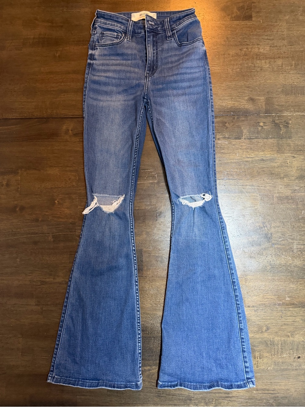 Hollister Medium Blue Distressed Flare Jeans